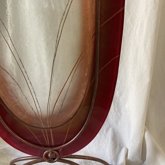 Mark Hines Sculpture Vase Slumped Glass Red Gold. Signed - Picture 6 of 15